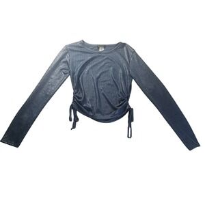Ruby & Lace Metallic Ribbed Ruched Top A4471 Tag Girls L Fit Like XL‎ Shimmer